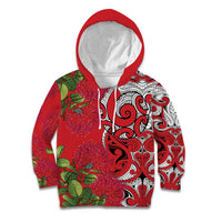 Personalised New Zealand Koru Pohutukawa Kid Hoodie Meri Kirihimete Aroha for Christmas LT9 Hoodie Red - Polynesian Pride