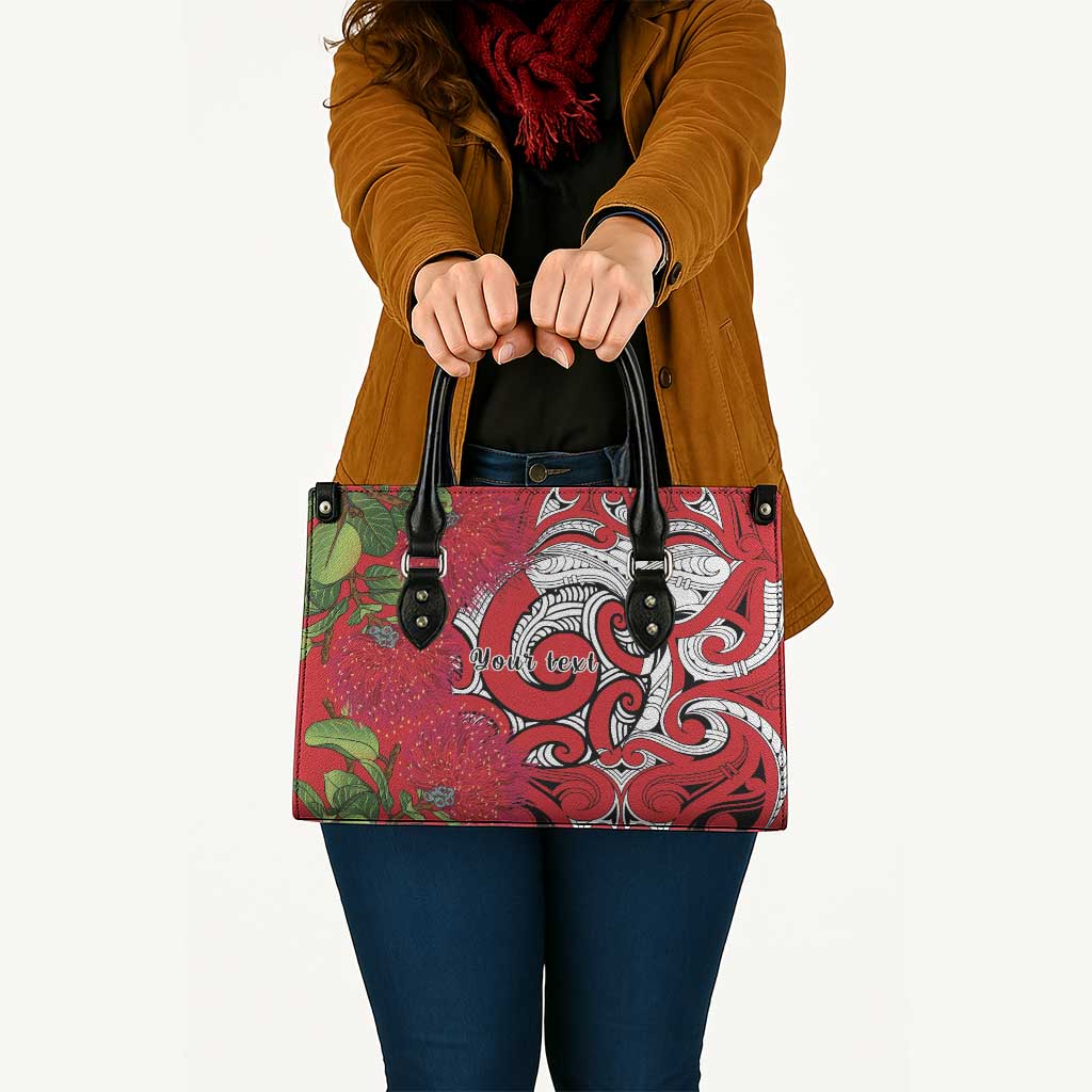 Personalised New Zealand Koru Pohutukawa Leather Bag Meri Kirihimete Aroha for Christmas - Polynesian Pride