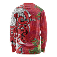 Personalised New Zealand Koru Pohutukawa Long Sleeve Shirt Meri Kirihimete Aroha for Christmas LT9 - Polynesian Pride