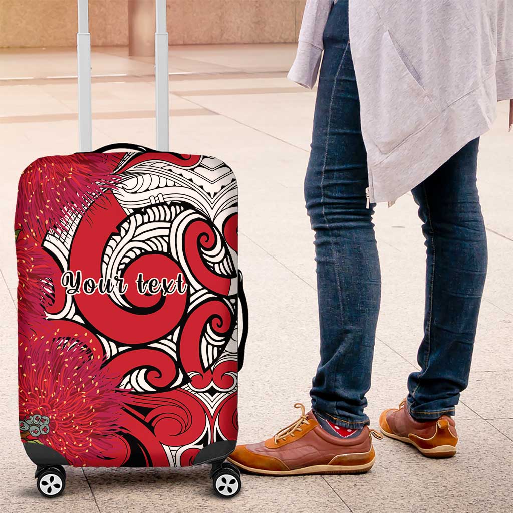 Personalised New Zealand Koru Pohutukawa Luggage Cover Meri Kirihimete Aroha for Christmas LT9 Red - Polynesian Pride