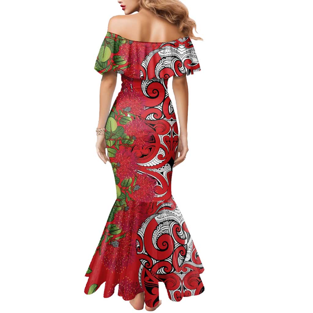 Personalised New Zealand Koru Pohutukawa Mermaid Dress Meri Kirihimete Aroha for Christmas - Polynesian Pride