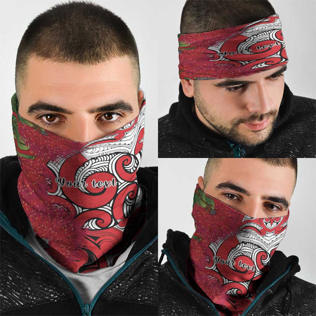 Personalised New Zealand Koru Pohutukawa Neck Gaiter Meri Kirihimete Aroha for Christmas - Polynesian Pride