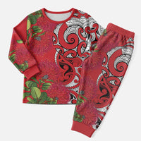 Personalised New Zealand Koru Pohutukawa Christmas Pajama Set Meri Kirihimete Aroha for Christmas - Polynesian Pride