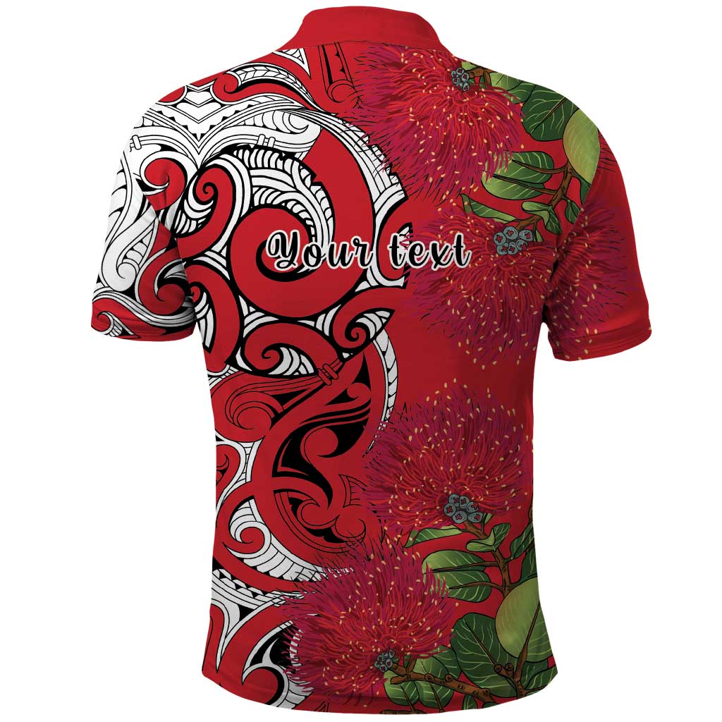 Personalised New Zealand Koru Pohutukawa Polo Shirt Meri Kirihimete Aroha for Christmas - Polynesian Pride