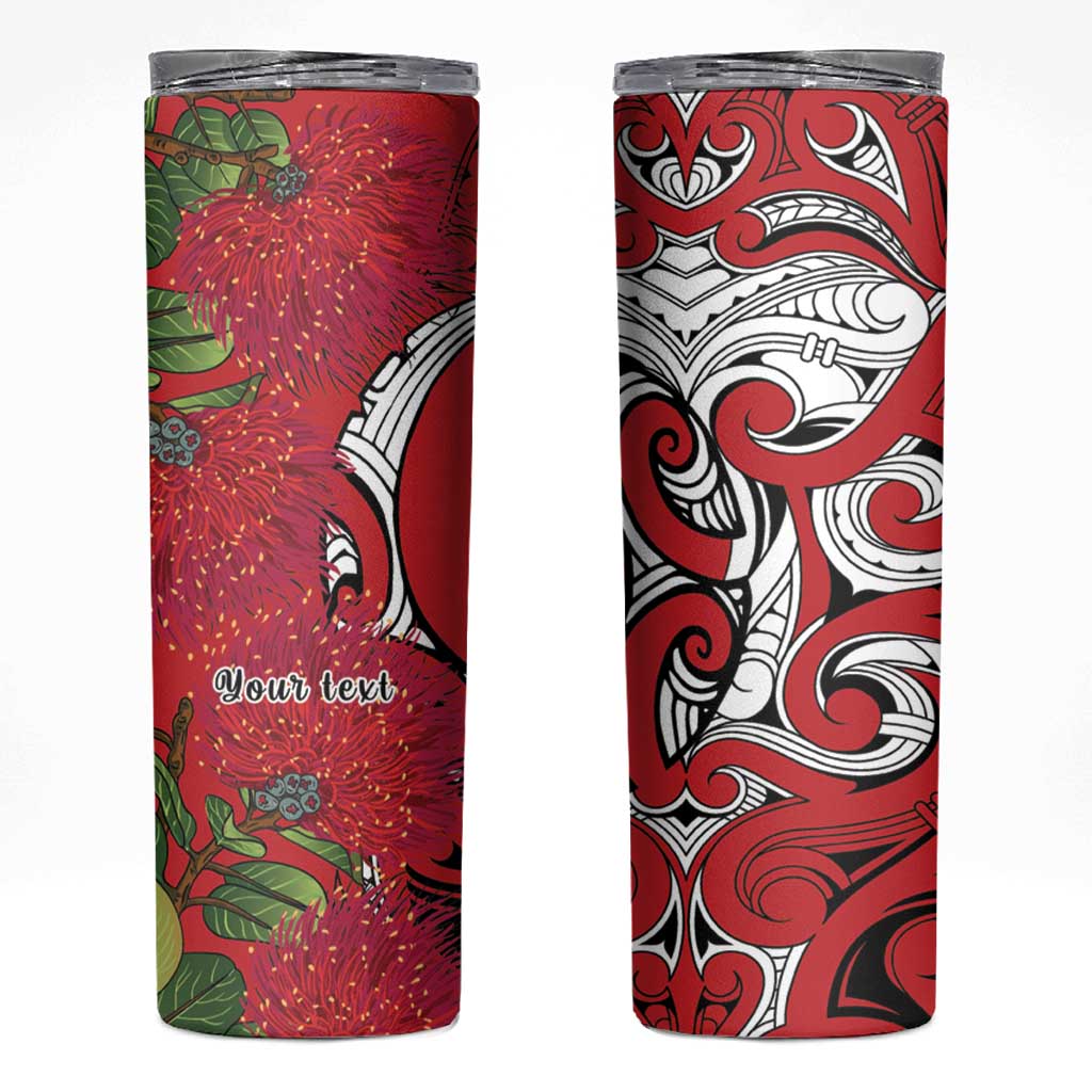 Personalised New Zealand Koru Pohutukawa Skinny Tumbler Meri Kirihimete Aroha for Christmas - Polynesian Pride