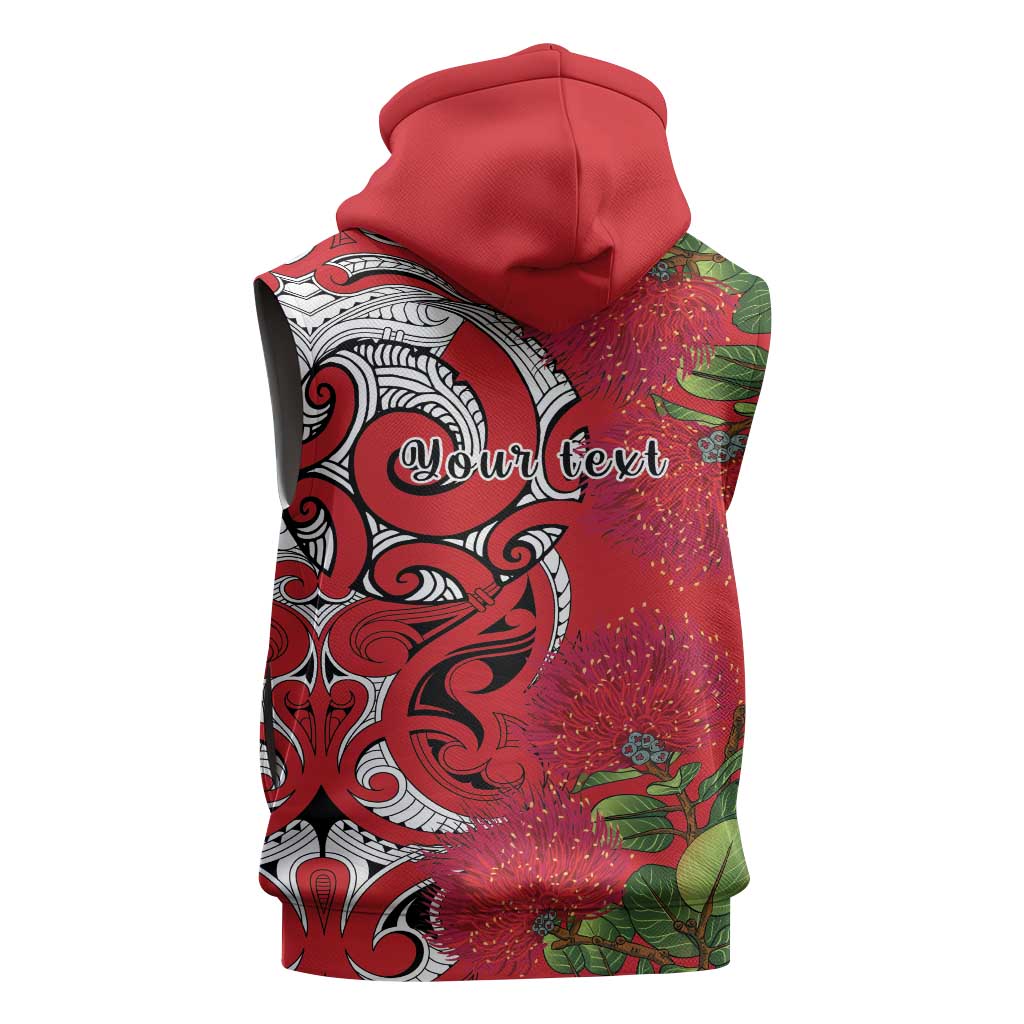 Personalised New Zealand Koru Pohutukawa Sleeveless Hoodie Meri Kirihimete Aroha for Christmas LT9 - Polynesian Pride