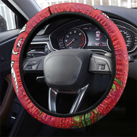 New Zealand Koru Pohutukawa Steering Wheel Cover Meri Kirihimete Aroha for Christmas - Polynesian Pride