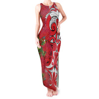 Personalised New Zealand Koru Pohutukawa Tank Maxi Dress Meri Kirihimete Aroha for Christmas - Polynesian Pride