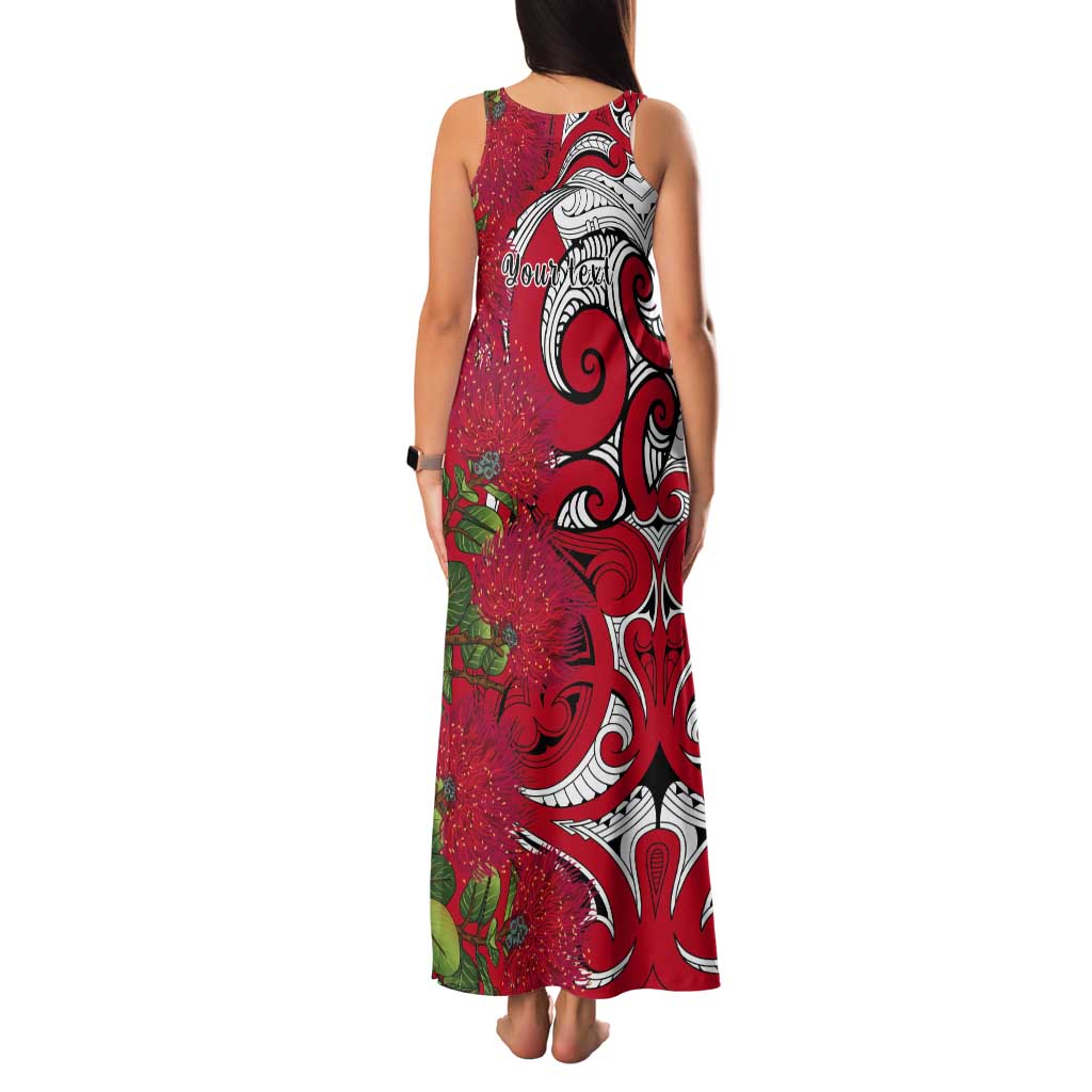 Personalised New Zealand Koru Pohutukawa Tank Maxi Dress Meri Kirihimete Aroha for Christmas - Polynesian Pride