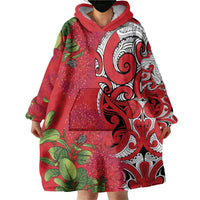 Personalised New Zealand Koru Pohutukawa Wearable Blanket Hoodie Meri Kirihimete Aroha for Christmas LT9 - Polynesian Pride