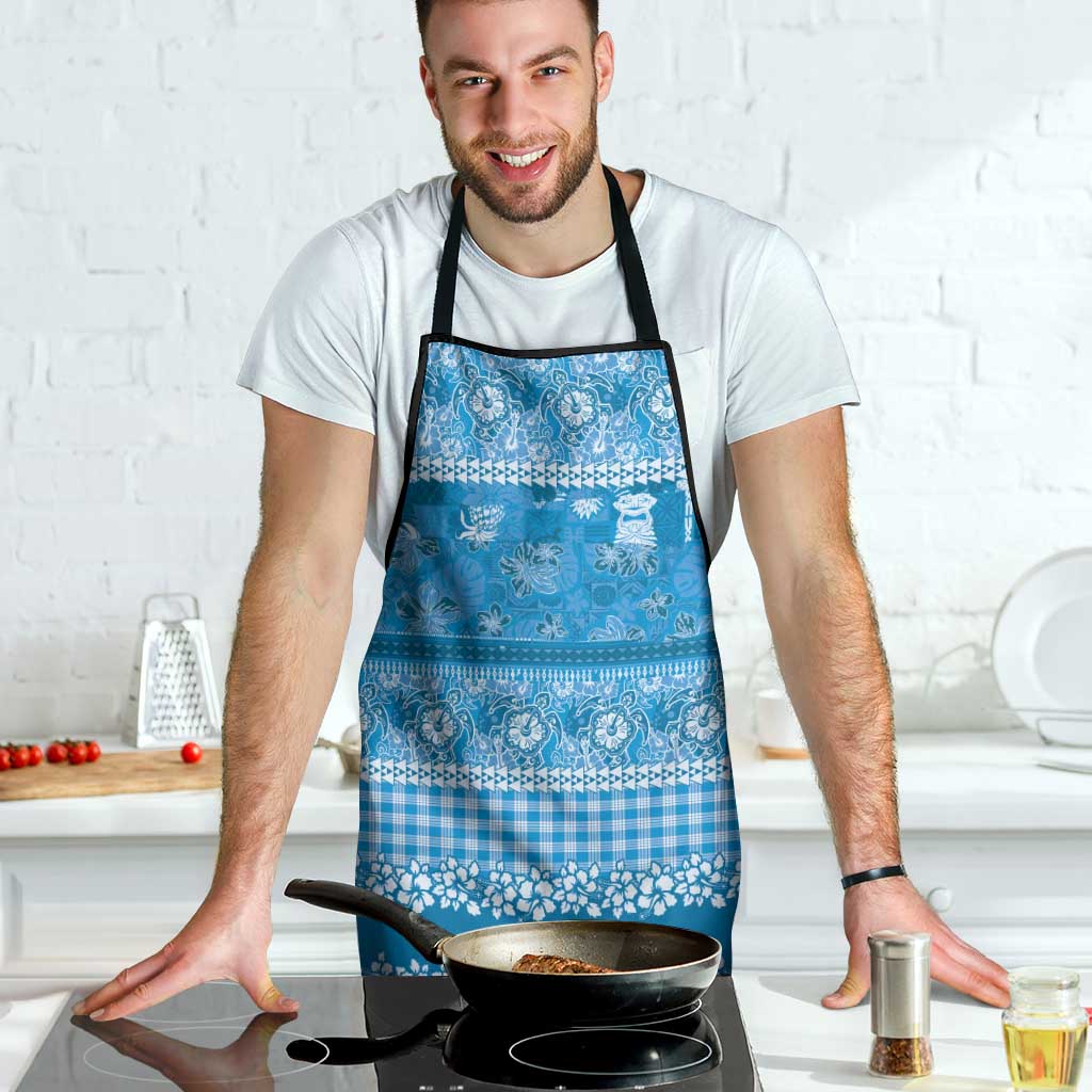 Hawaiian Hibiscus Honu Apron Blue Mele Kalikimaka Palaka Spirit - Polynesian Pride
