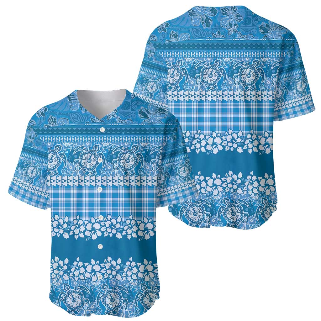 Hawaiian Hibiscus Honu Baseball Jersey Blue Mele Kalikimaka Palaka Spirit - Polynesian Pride