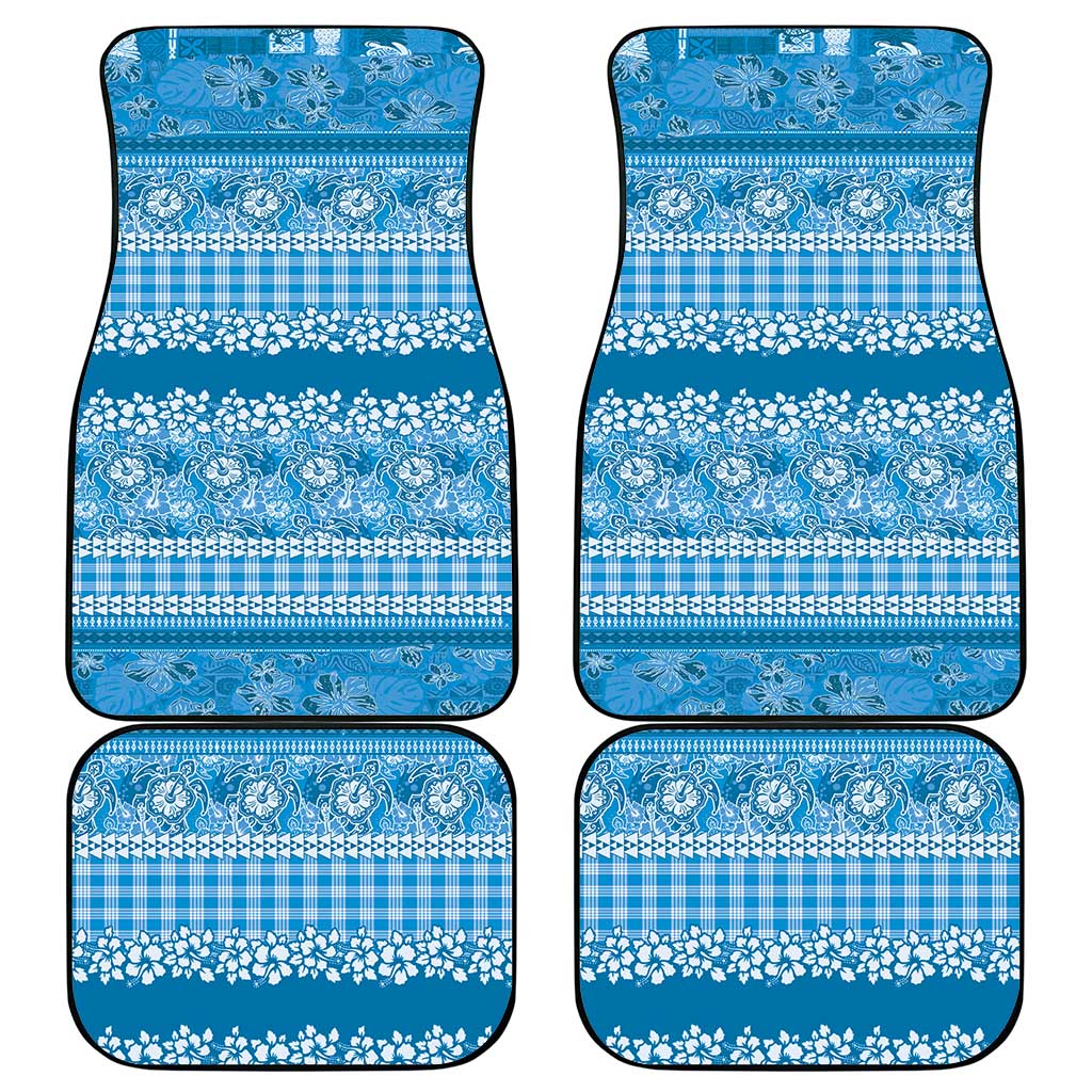 Hawaiian Hibiscus Honu Car Mats Blue Mele Kalikimaka Palaka Spirit - Polynesian Pride