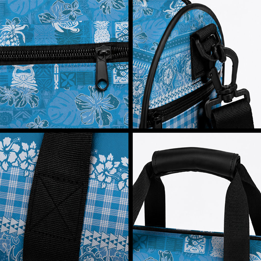 Hawaiian Hibiscus Honu Duffle Bag Blue Mele Kalikimaka Palaka Spirit LT9 - Polynesian Pride