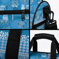 Hawaiian Hibiscus Honu Duffle Bag Blue Mele Kalikimaka Palaka Spirit LT9 - Polynesian Pride