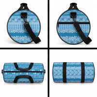 Hawaiian Hibiscus Honu Duffle Bag Blue Mele Kalikimaka Palaka Spirit LT9 - Polynesian Pride