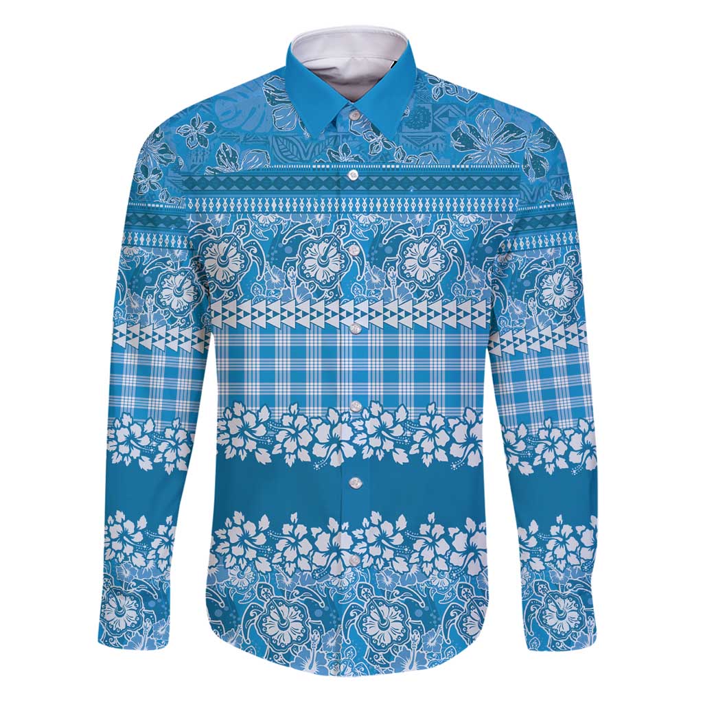 Hawaiian Hibiscus Honu Family Matching Puletasi and Hawaiian Shirt Blue Mele Kalikimaka Palaka Spirit - Polynesian Pride