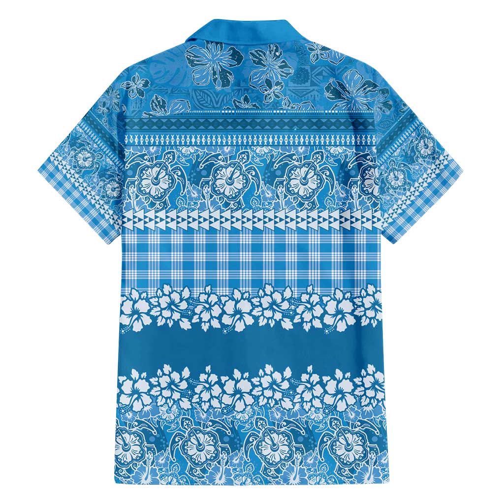 Hawaiian Hibiscus Honu Family Matching Summer Maxi Dress and Hawaiian Shirt Blue Mele Kalikimaka Palaka Spirit - Polynesian Pride