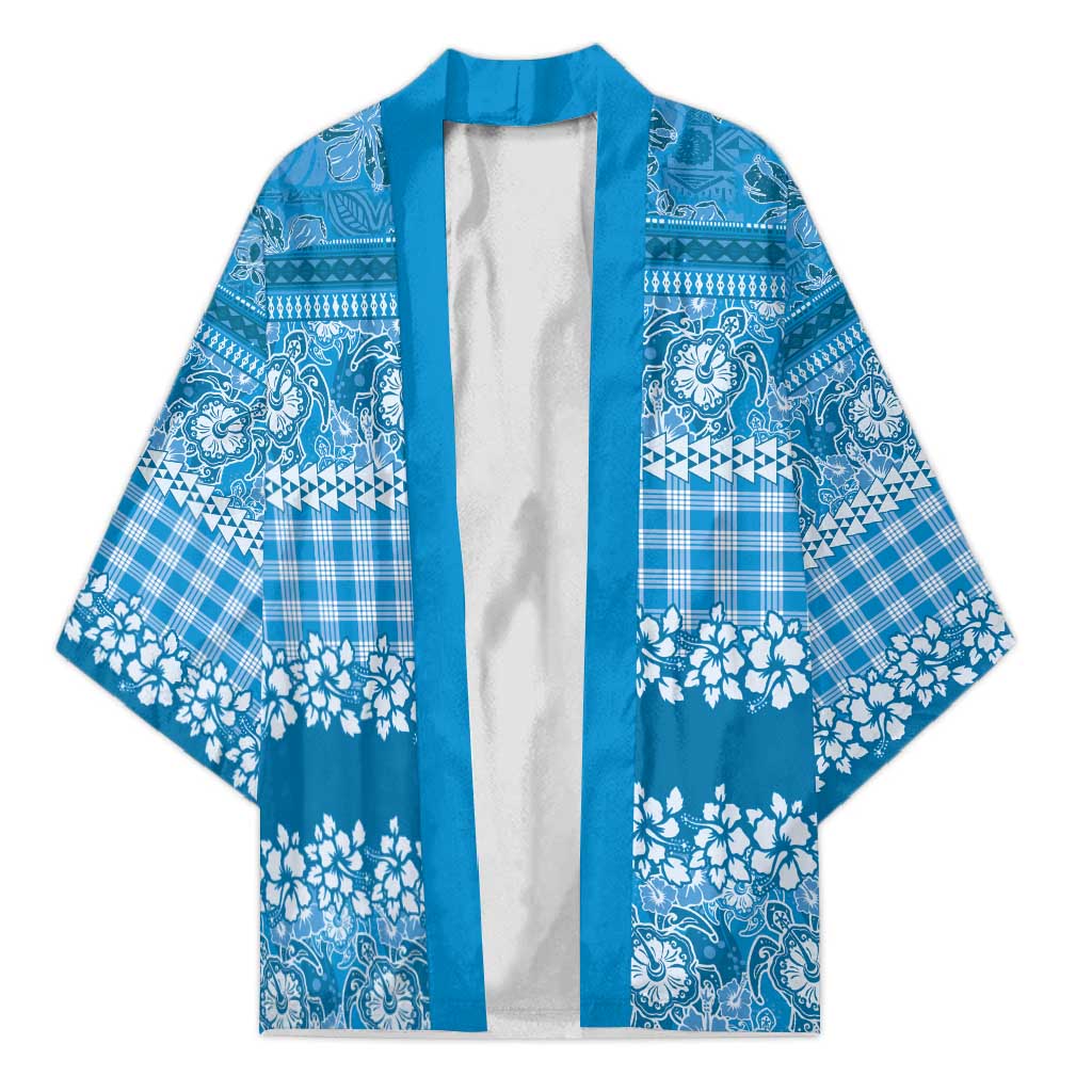 Hawaiian Hibiscus Honu Kimono Blue Mele Kalikimaka Palaka Spirit - Polynesian Pride