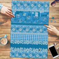 Hawaiian Hibiscus Honu Puzzle Blue Mele Kalikimaka Palaka Spirit - Polynesian Pride