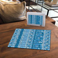 Hawaiian Hibiscus Honu Puzzle Blue Mele Kalikimaka Palaka Spirit - Polynesian Pride