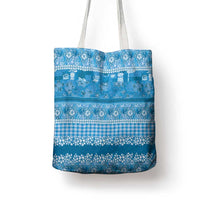 Hawaiian Hibiscus Honu Tote Bag Blue Mele Kalikimaka Palaka Spirit - Polynesian Pride