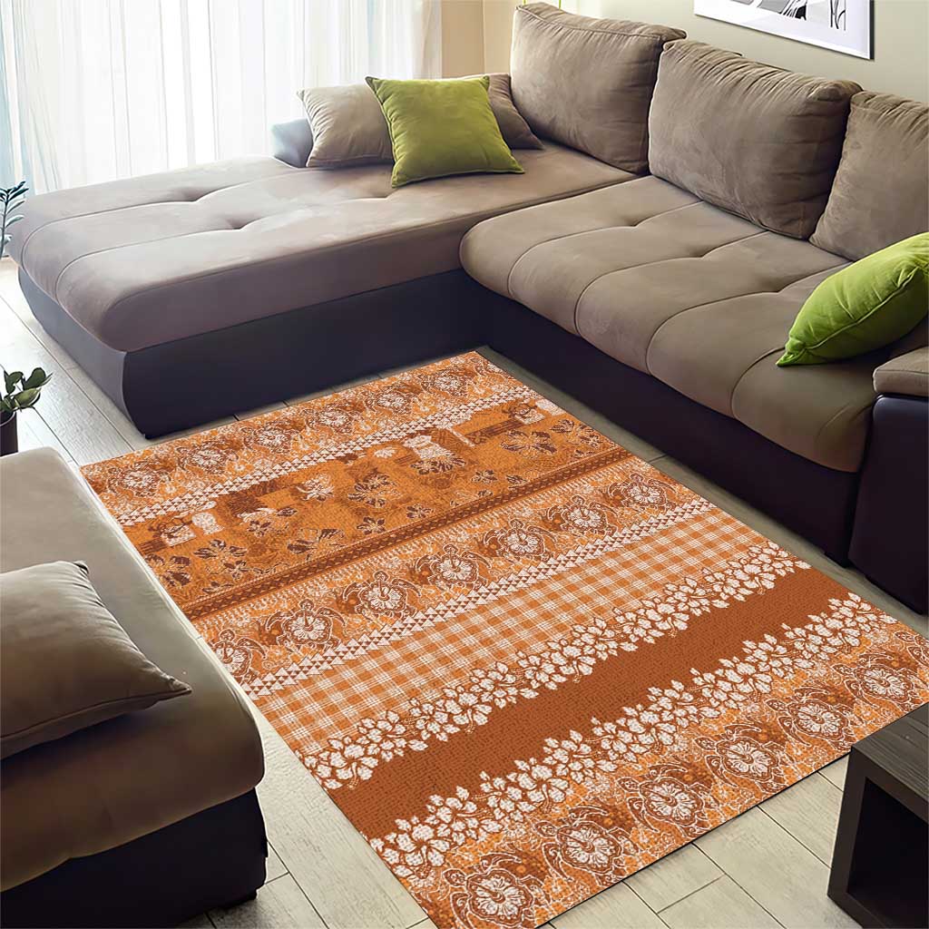 Hawaiian Hibiscus Honu Area Rug Gold Mele Kalikimaka Palaka Spirit - Polynesian Pride