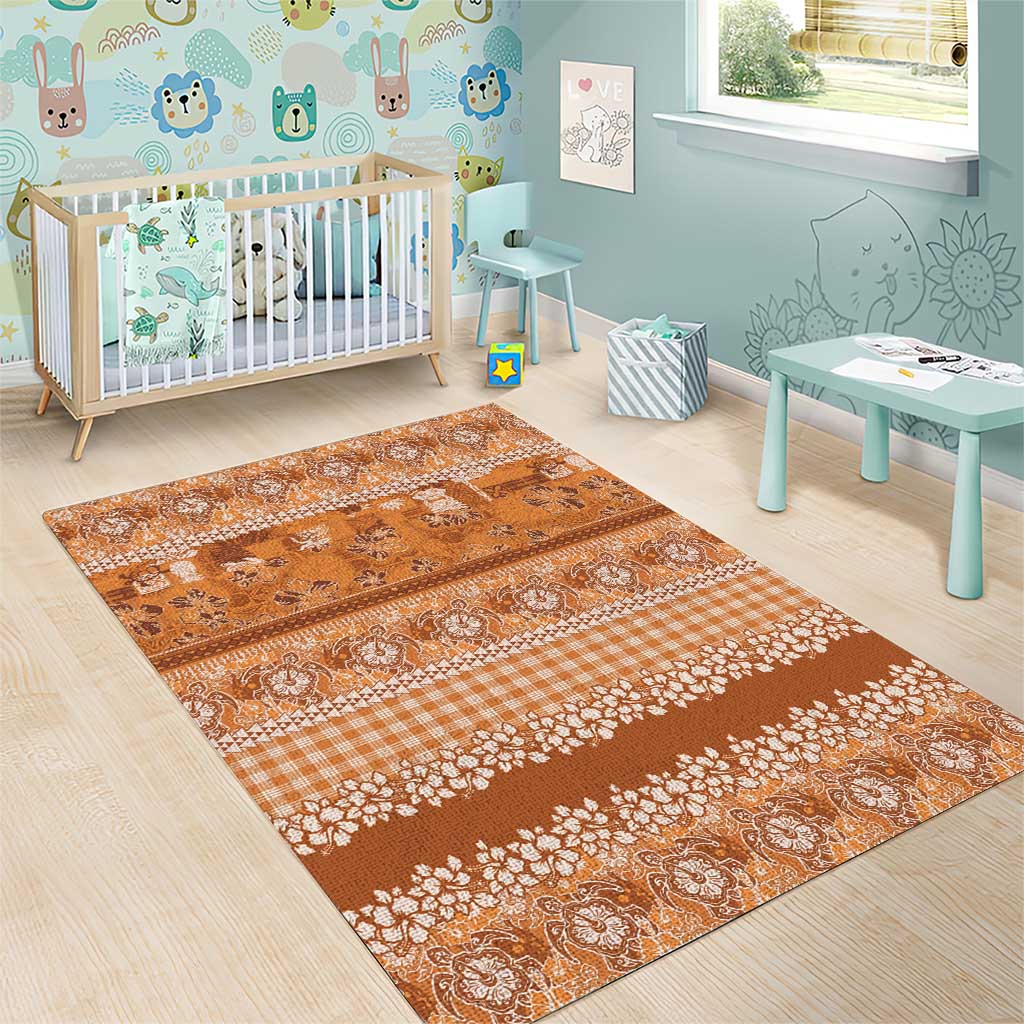 Hawaiian Hibiscus Honu Area Rug Gold Mele Kalikimaka Palaka Spirit - Polynesian Pride