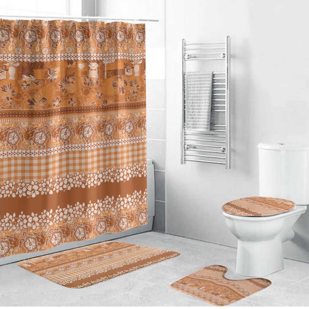 Hawaiian Hibiscus Honu Bathroom Set Gold Mele Kalikimaka Palaka Spirit - Polynesian Pride