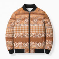 Hawaiian Hibiscus Honu Bomber Puffer Jacket Gold Mele Kalikimaka Palaka Spirit - Polynesian Pride