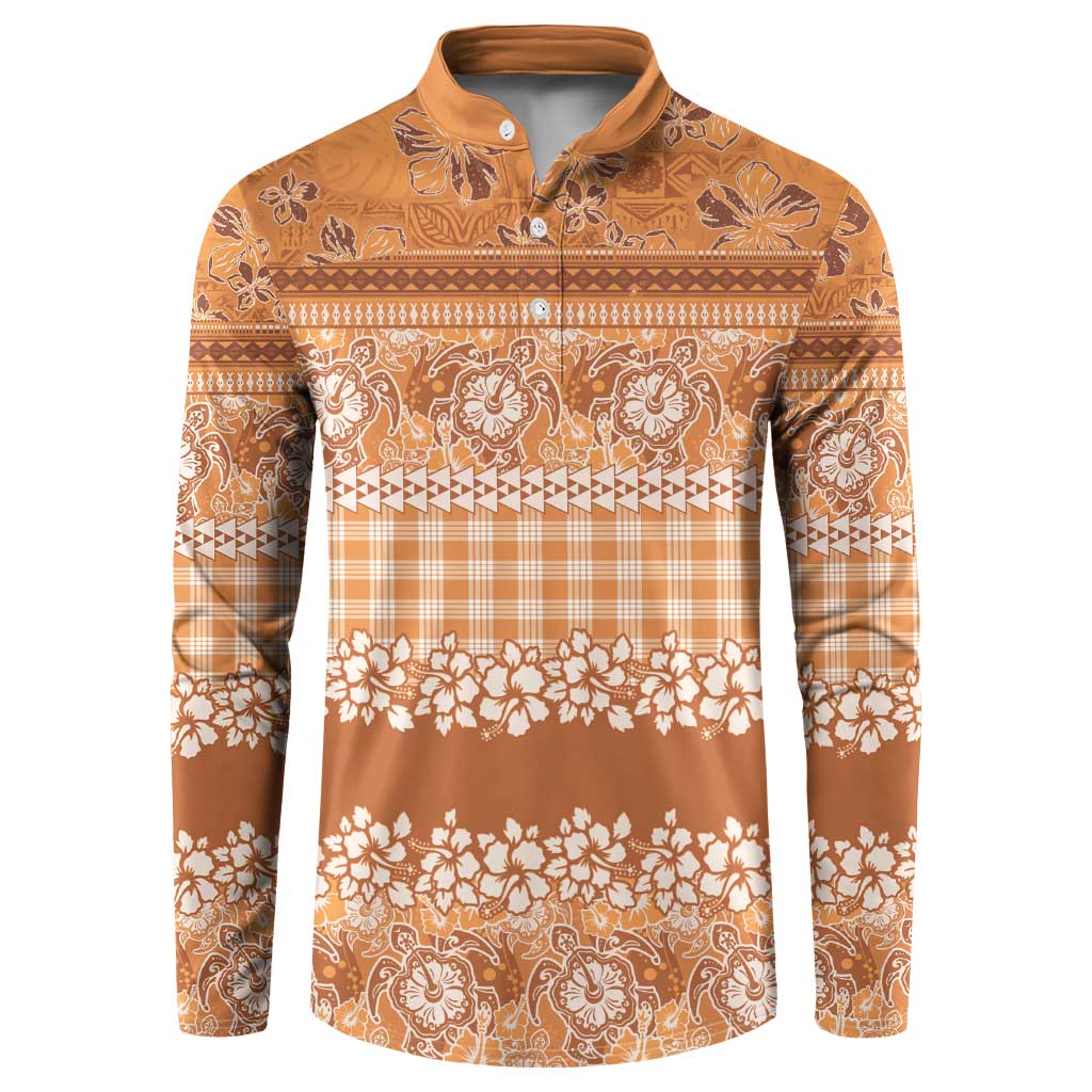 Hawaiian Hibiscus Honu Button Sweatshirt Gold Mele Kalikimaka Palaka Spirit - Polynesian Pride