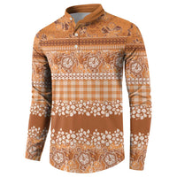 Hawaiian Hibiscus Honu Button Sweatshirt Gold Mele Kalikimaka Palaka Spirit - Polynesian Pride