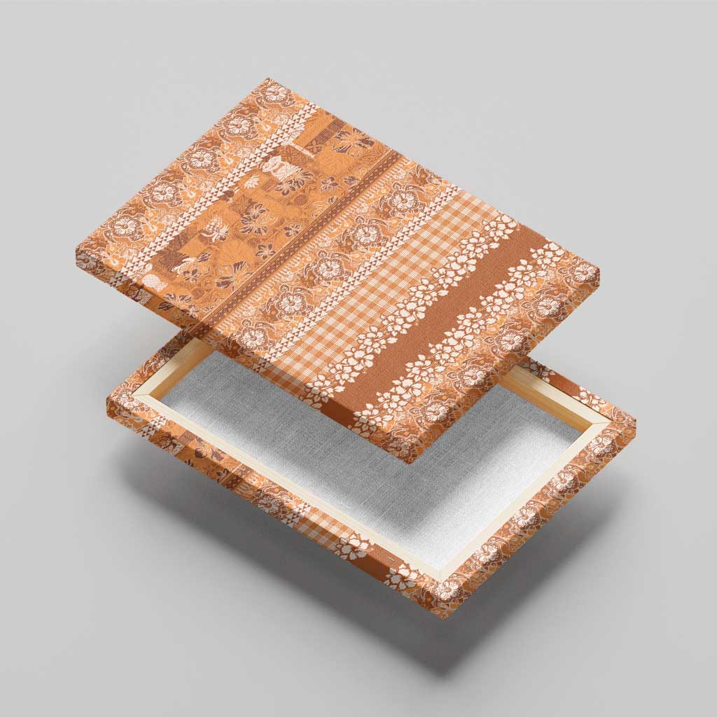 Hawaiian Hibiscus Honu Canvas Wall Art Gold Mele Kalikimaka Palaka Spirit - Polynesian Pride