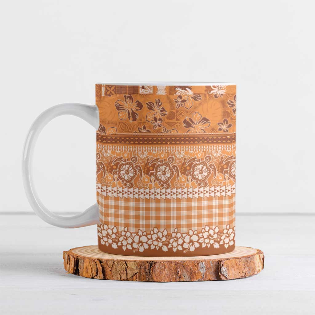 Hawaiian Hibiscus Honu Ceramic Mug Gold Mele Kalikimaka Palaka Spirit - Polynesian Pride