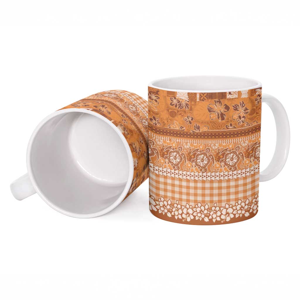 Hawaiian Hibiscus Honu Ceramic Mug Gold Mele Kalikimaka Palaka Spirit - Polynesian Pride