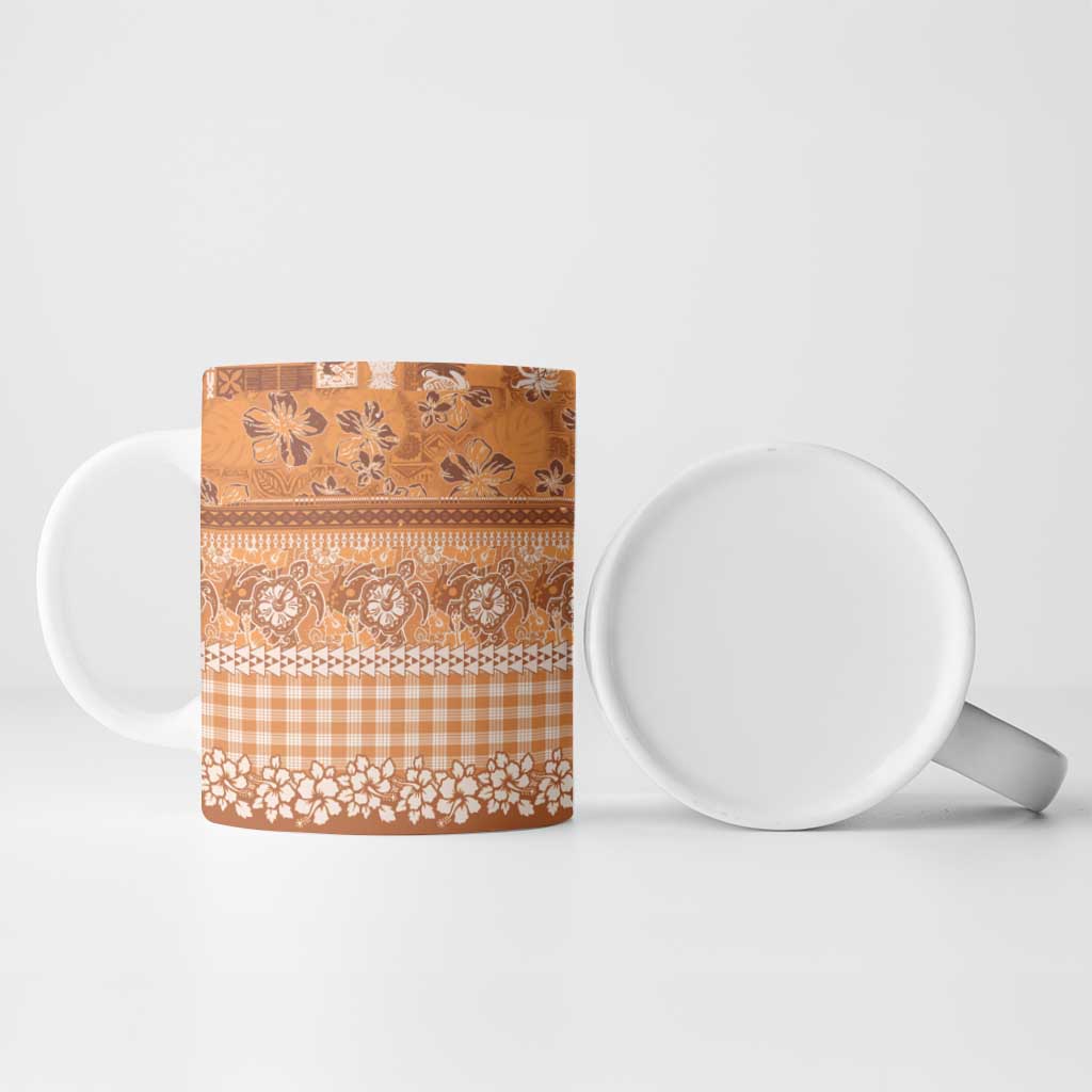 Hawaiian Hibiscus Honu Ceramic Mug Gold Mele Kalikimaka Palaka Spirit - Polynesian Pride