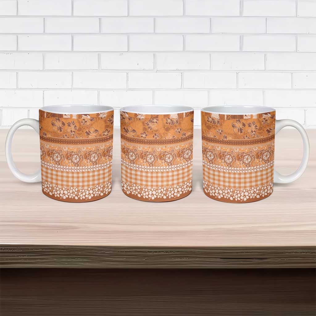 Hawaiian Hibiscus Honu Ceramic Mug Gold Mele Kalikimaka Palaka Spirit - Polynesian Pride
