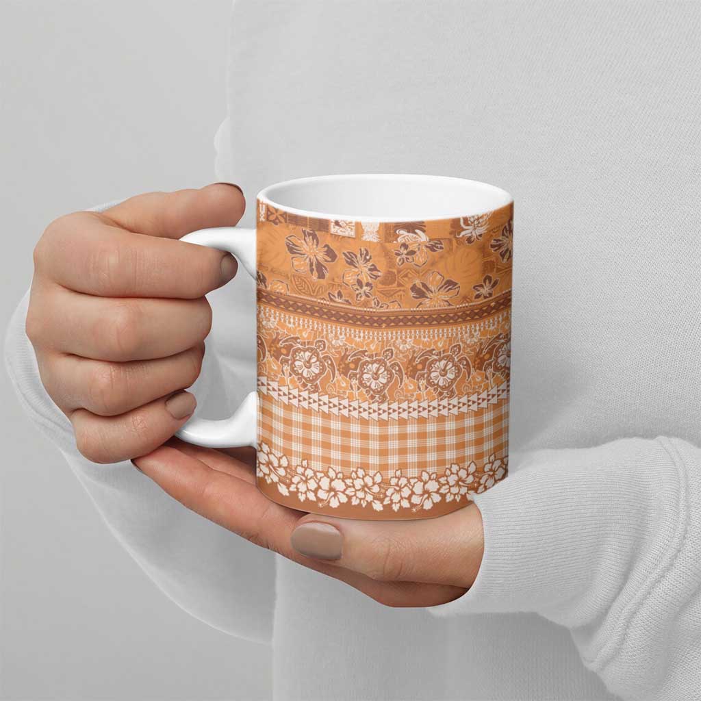 Hawaiian Hibiscus Honu Ceramic Mug Gold Mele Kalikimaka Palaka Spirit - Polynesian Pride