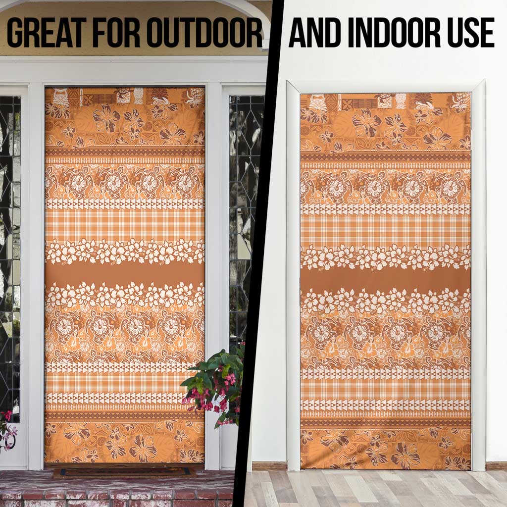 Hawaiian Hibiscus Honu Door Cover Gold Mele Kalikimaka Palaka Spirit - Polynesian Pride