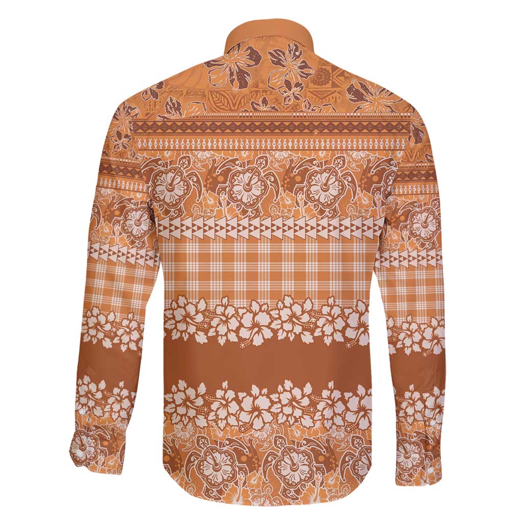 Hawaiian Hibiscus Honu Family Matching Long Sleeve Bodycon Dress and Hawaiian Shirt Gold Mele Kalikimaka Palaka Spirit - Polynesian Pride