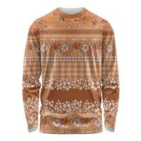 Hawaiian Hibiscus Honu Long Sleeve Shirt Gold Mele Kalikimaka Palaka Spirit - Polynesian Pride