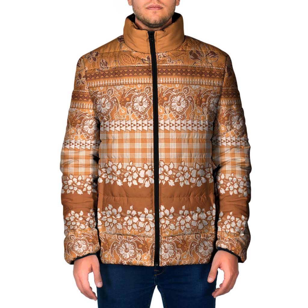 Hawaiian Hibiscus Honu Padded Jacket Gold Mele Kalikimaka Palaka Spirit - Polynesian Pride