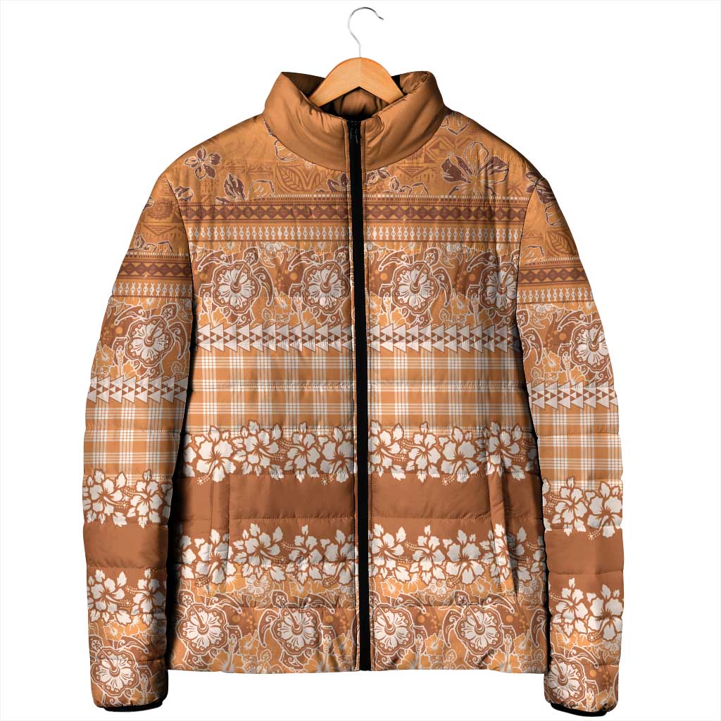 Hawaiian Hibiscus Honu Padded Jacket Gold Mele Kalikimaka Palaka Spirit - Polynesian Pride
