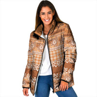 Hawaiian Hibiscus Honu Padded Jacket Gold Mele Kalikimaka Palaka Spirit - Polynesian Pride