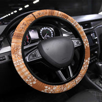 Hawaiian Hibiscus Honu Steering Wheel Cover Gold Mele Kalikimaka Palaka Spirit - Polynesian Pride
