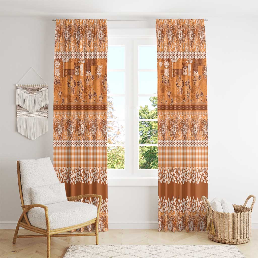 Hawaiian Hibiscus Honu Window Curtain Gold Mele Kalikimaka Palaka Spirit - Polynesian Pride
