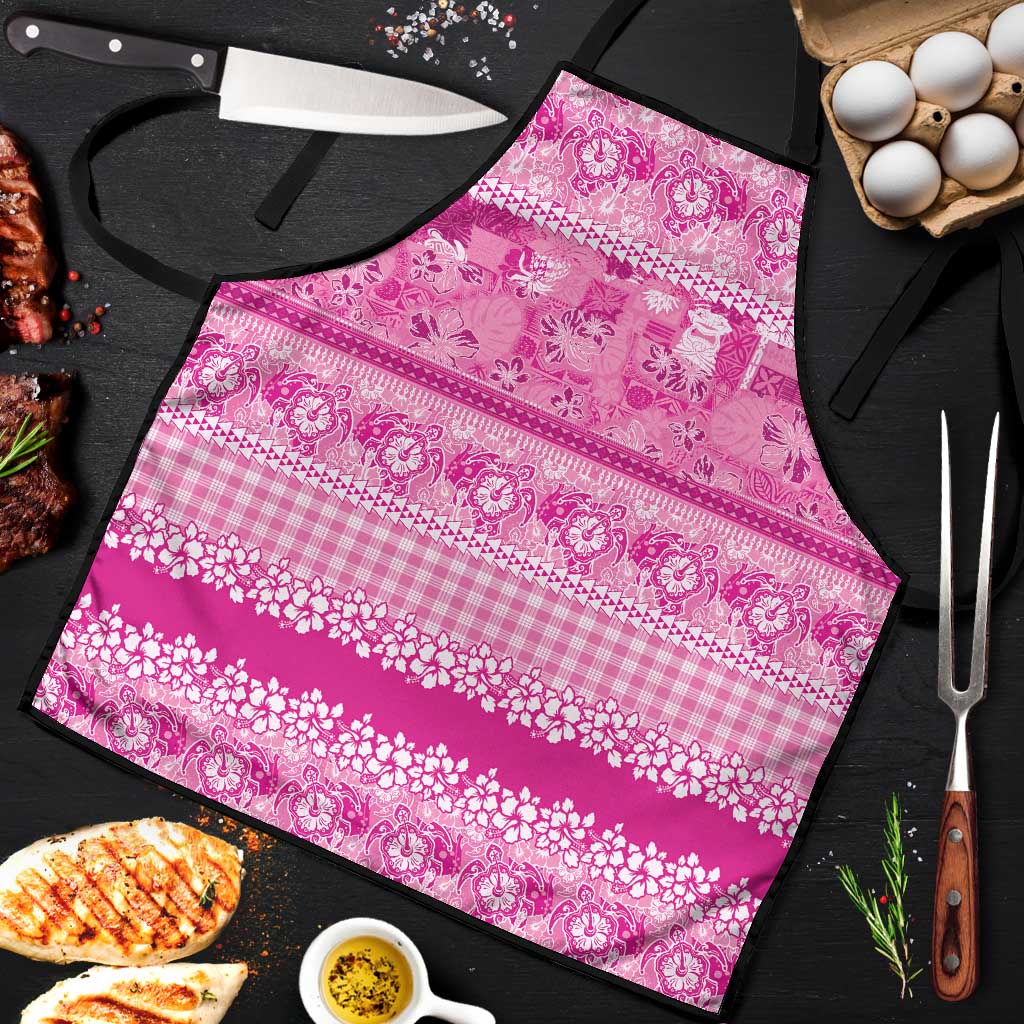 Hawaiian Hibiscus Honu Apron Pink Mele Kalikimaka Palaka Spirit - Polynesian Pride