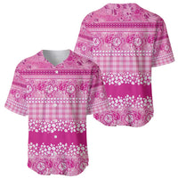Hawaiian Hibiscus Honu Baseball Jersey Pink Mele Kalikimaka Palaka Spirit - Polynesian Pride