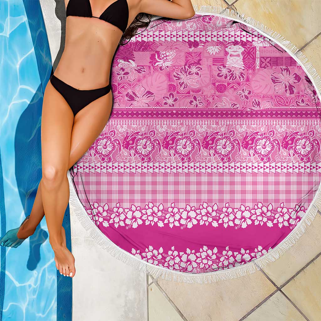 Hawaiian Hibiscus Honu Beach Blanket Pink Mele Kalikimaka Palaka Spirit - Polynesian Pride