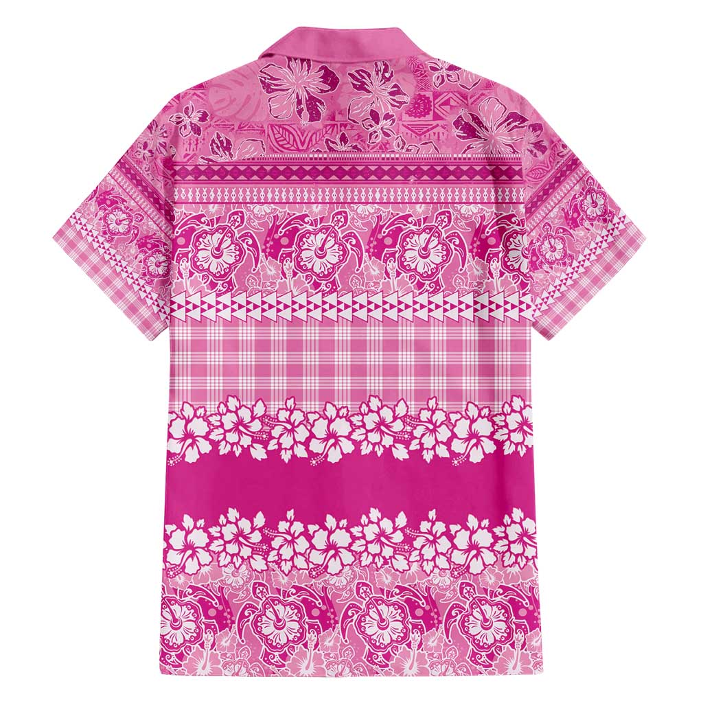 Hawaiian Hibiscus Honu Family Matching Off Shoulder Short Dress and Hawaiian Shirt Pink Mele Kalikimaka Palaka Spirit - Polynesian Pride